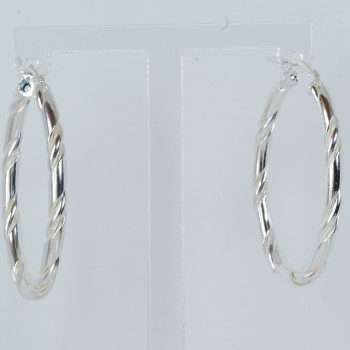 Sterling Silver Oval Twist Creole Earrings